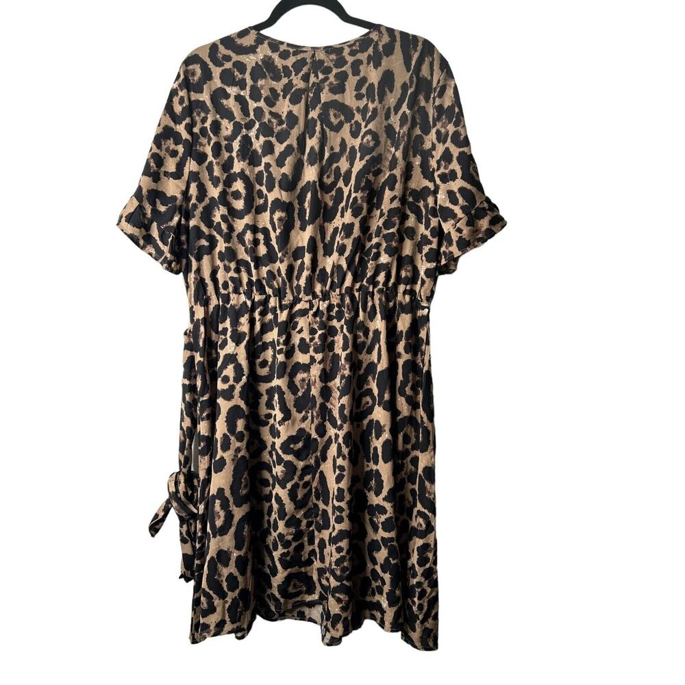 Shein Curve Dress Size 3XL Animal Print Short Sleeve Ruffle V-Neck Faux Wrap - Picture 5 of 15